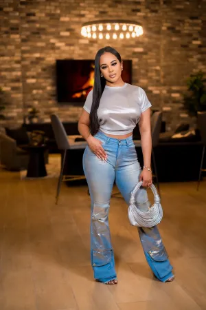 Denim Metallic Pants
