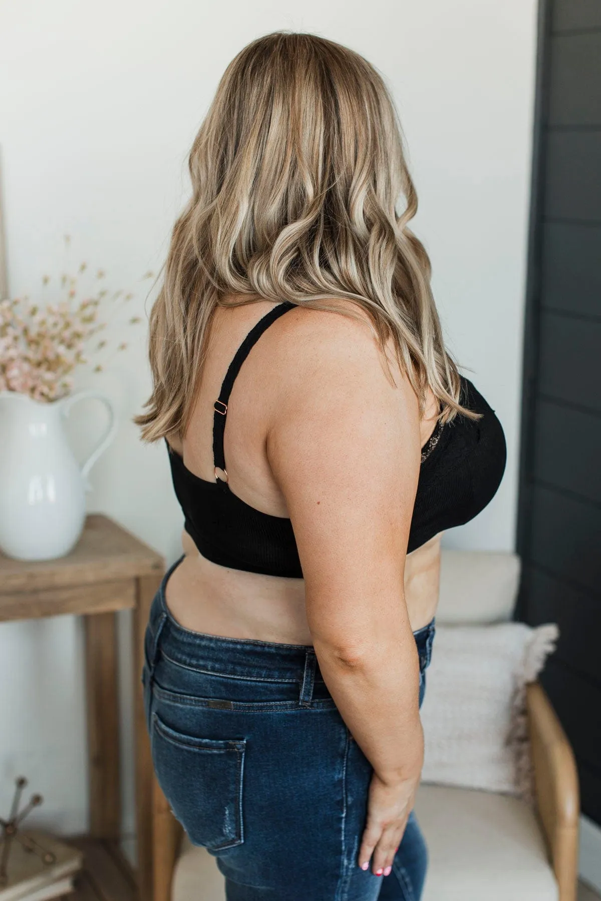 Desired Effect Lace Trimmed Bralette- Black