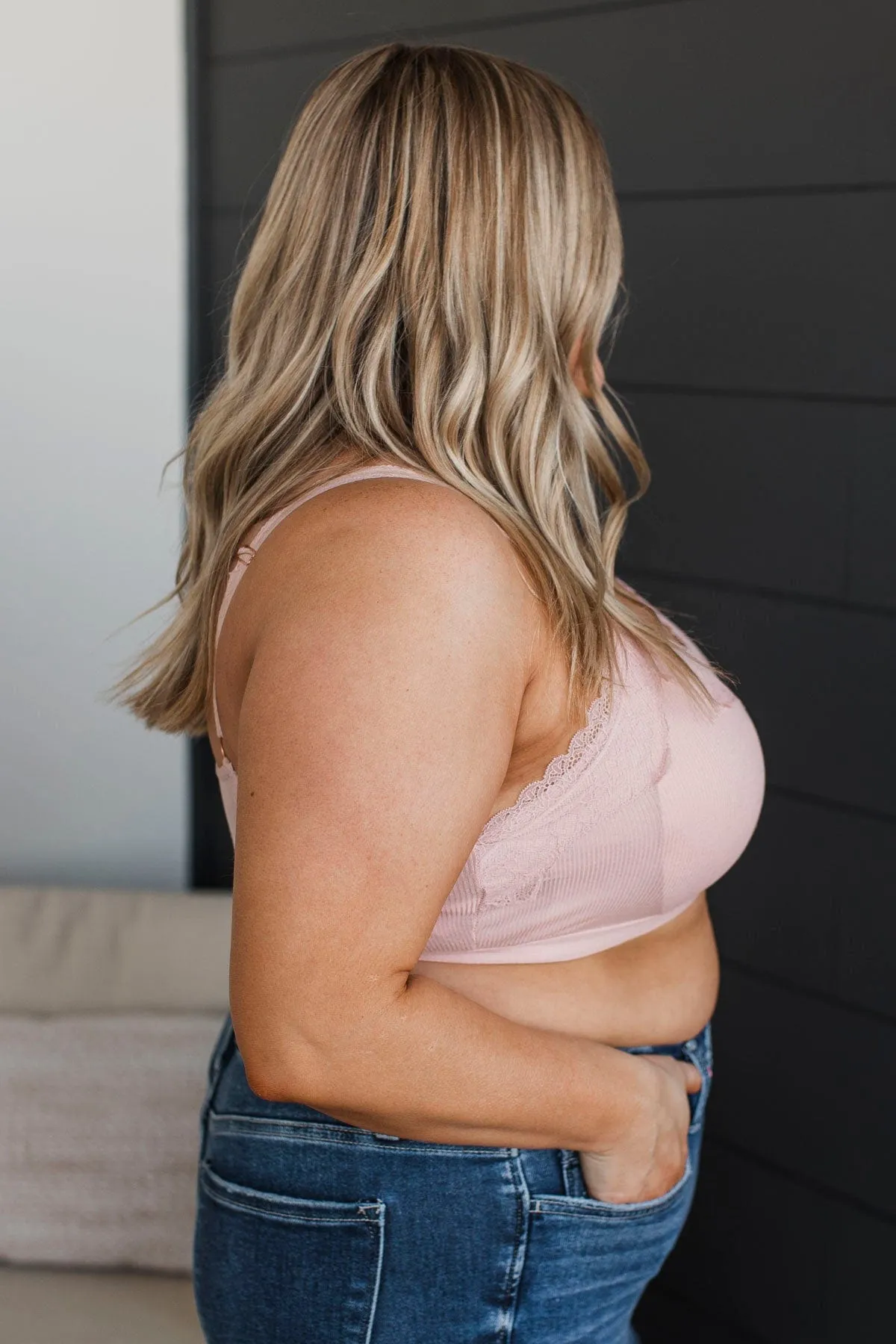 Desired Effect Lace Trimmed Bralette- Blush