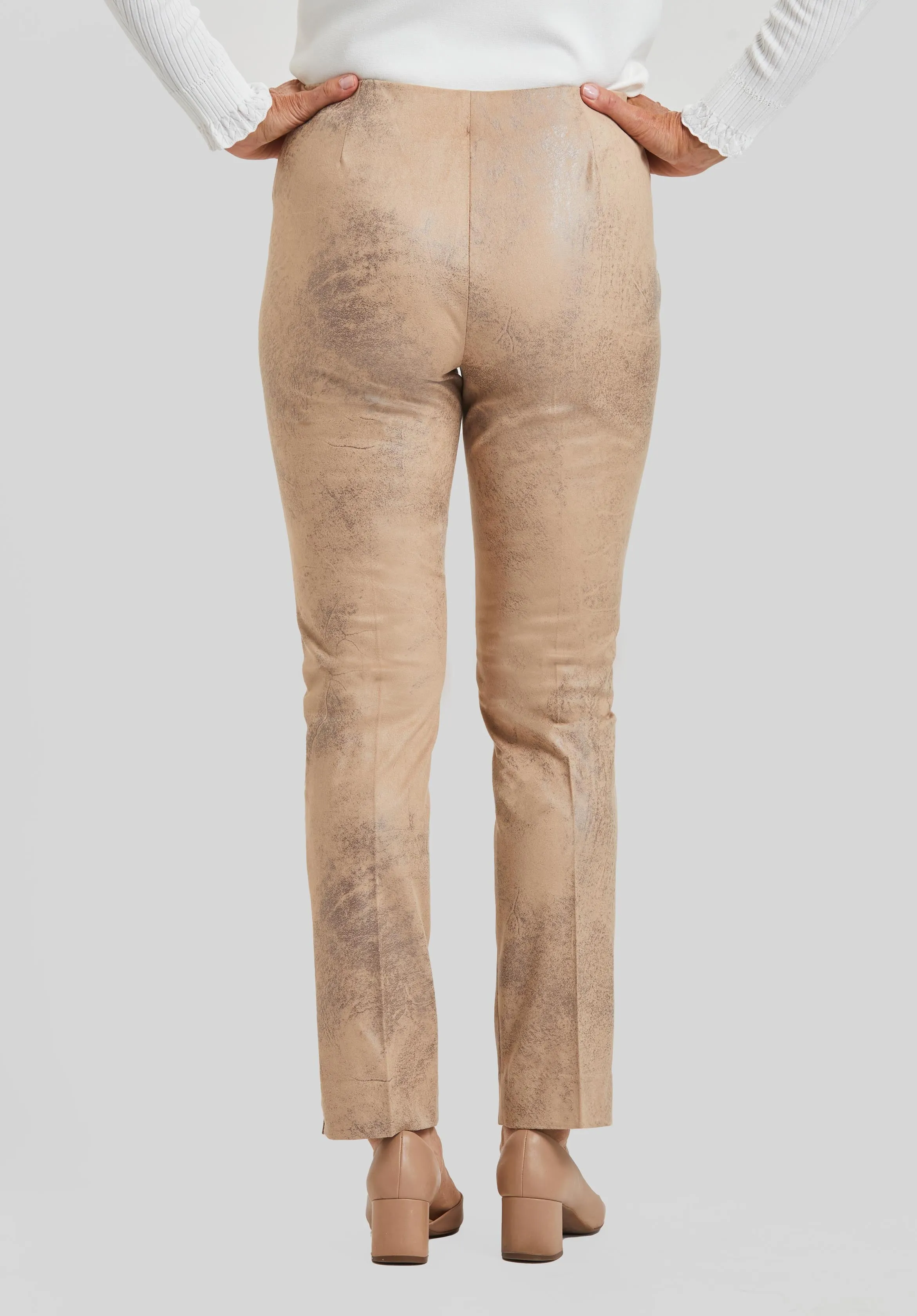 Distressed Faux Leather Annie Pull On Pant- FINAL SALE