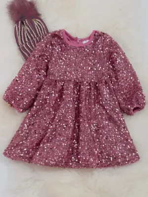 Diva Sequin Dress Kids: Rose