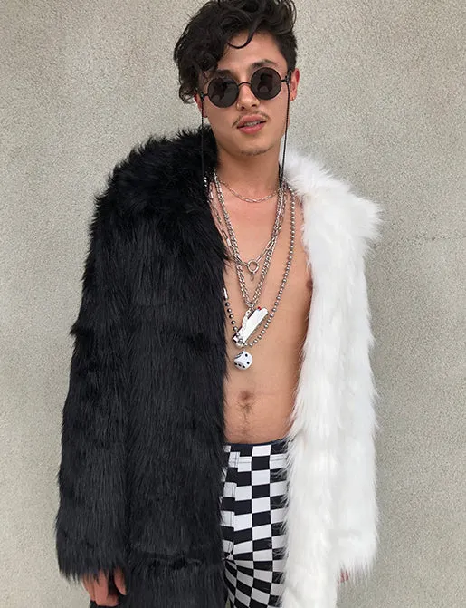 DOOF DADDY FAUX FUR JACKET - BLACK & WHITE ✰ MADE 4 U ✰
