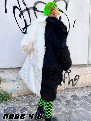 DOOF DADDY FAUX FUR JACKET - BLACK & WHITE ✰ MADE 4 U ✰