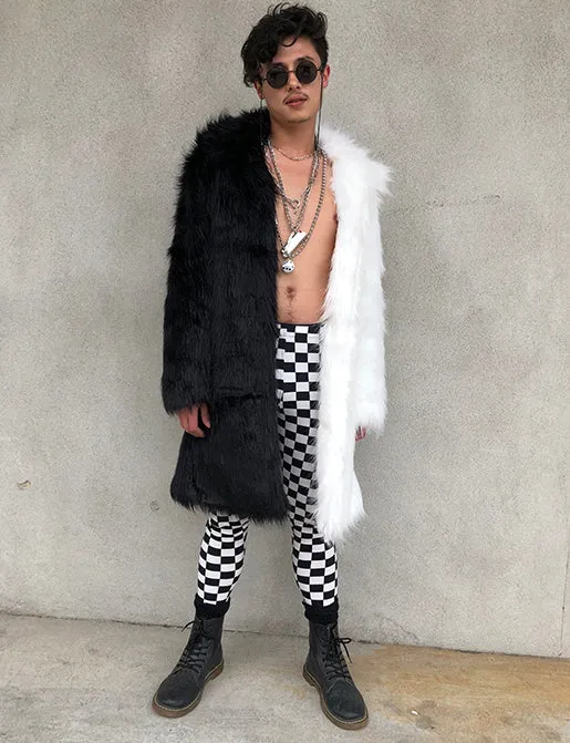 DOOF DADDY FAUX FUR JACKET - BLACK & WHITE ✰ MADE 4 U ✰