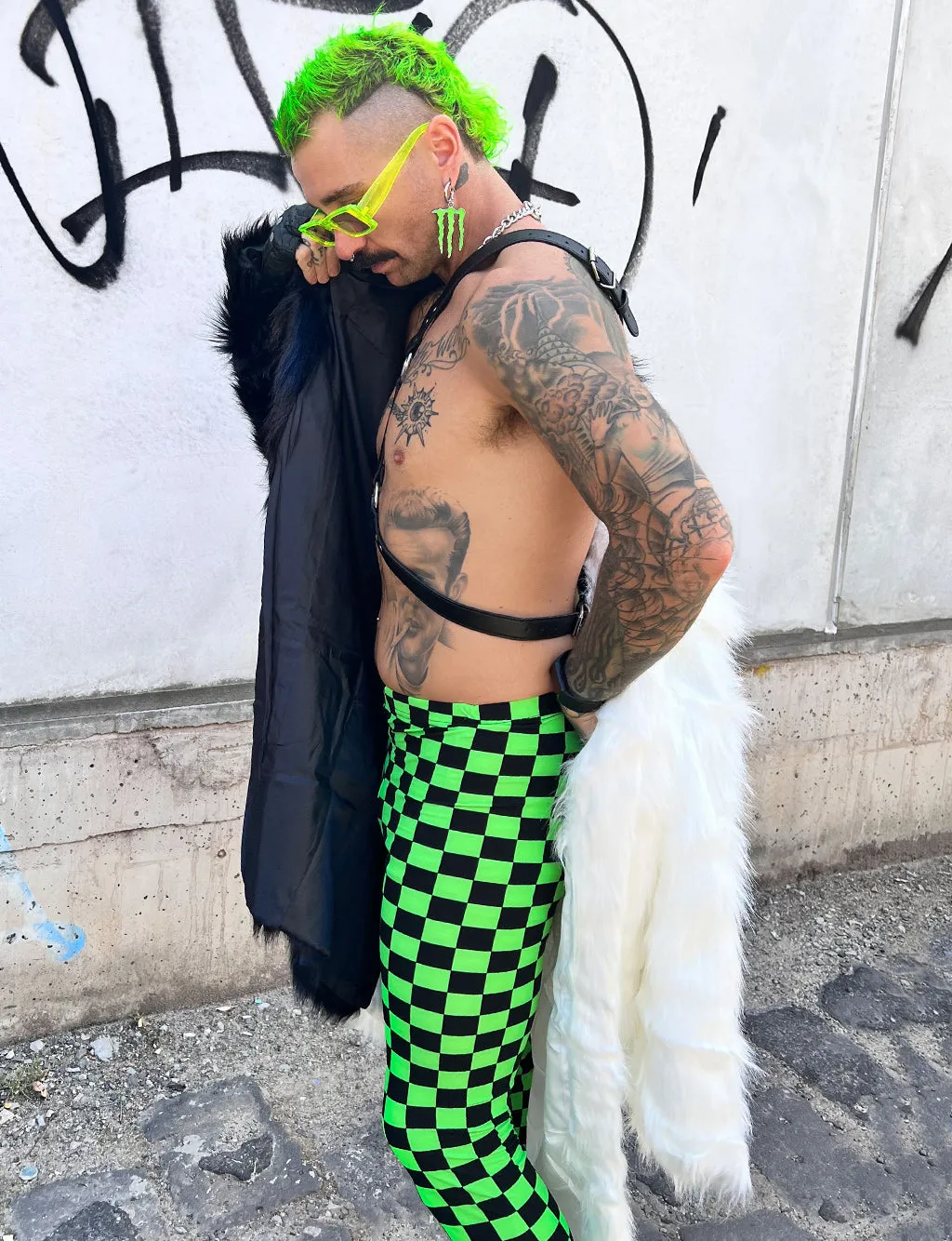 DOOF DADDY FAUX FUR JACKET - BLACK & WHITE ✰ MADE 4 U ✰