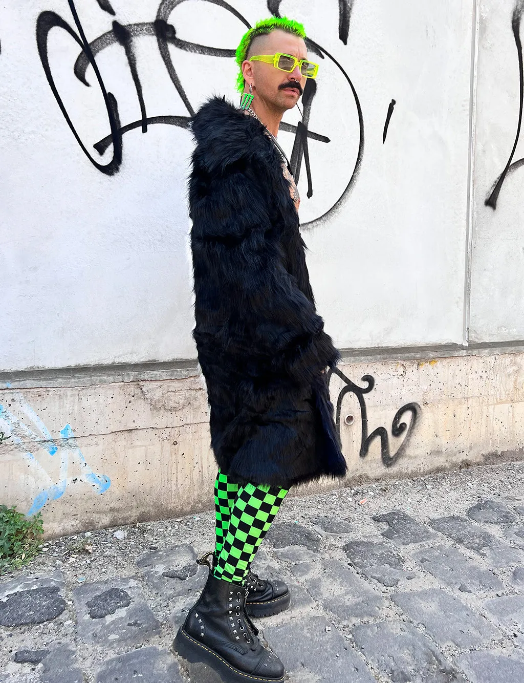 DOOF DADDY FAUX FUR JACKET - BLACK & WHITE ✰ MADE 4 U ✰