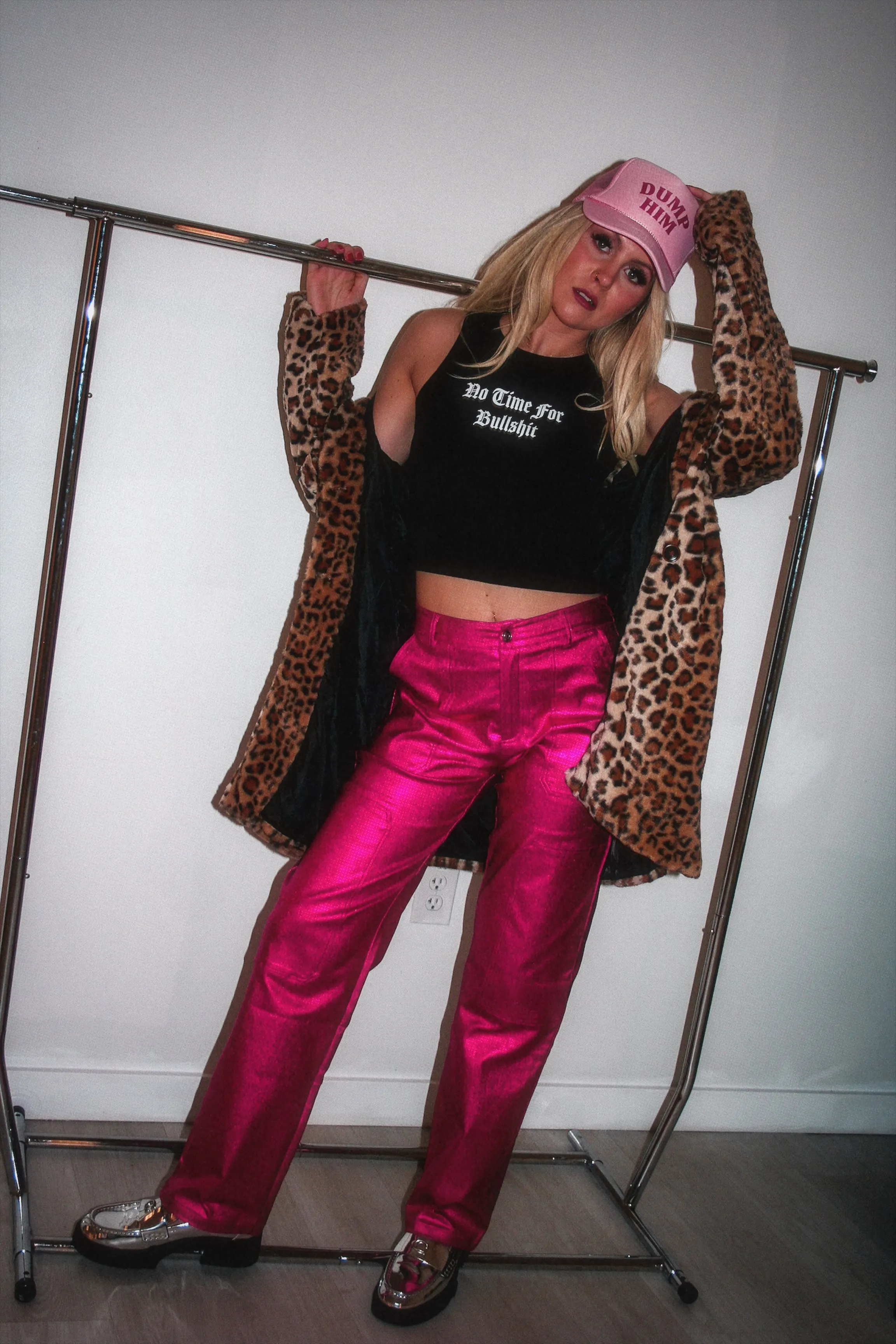 Eat Your Heart Out Pink Metallic Pants