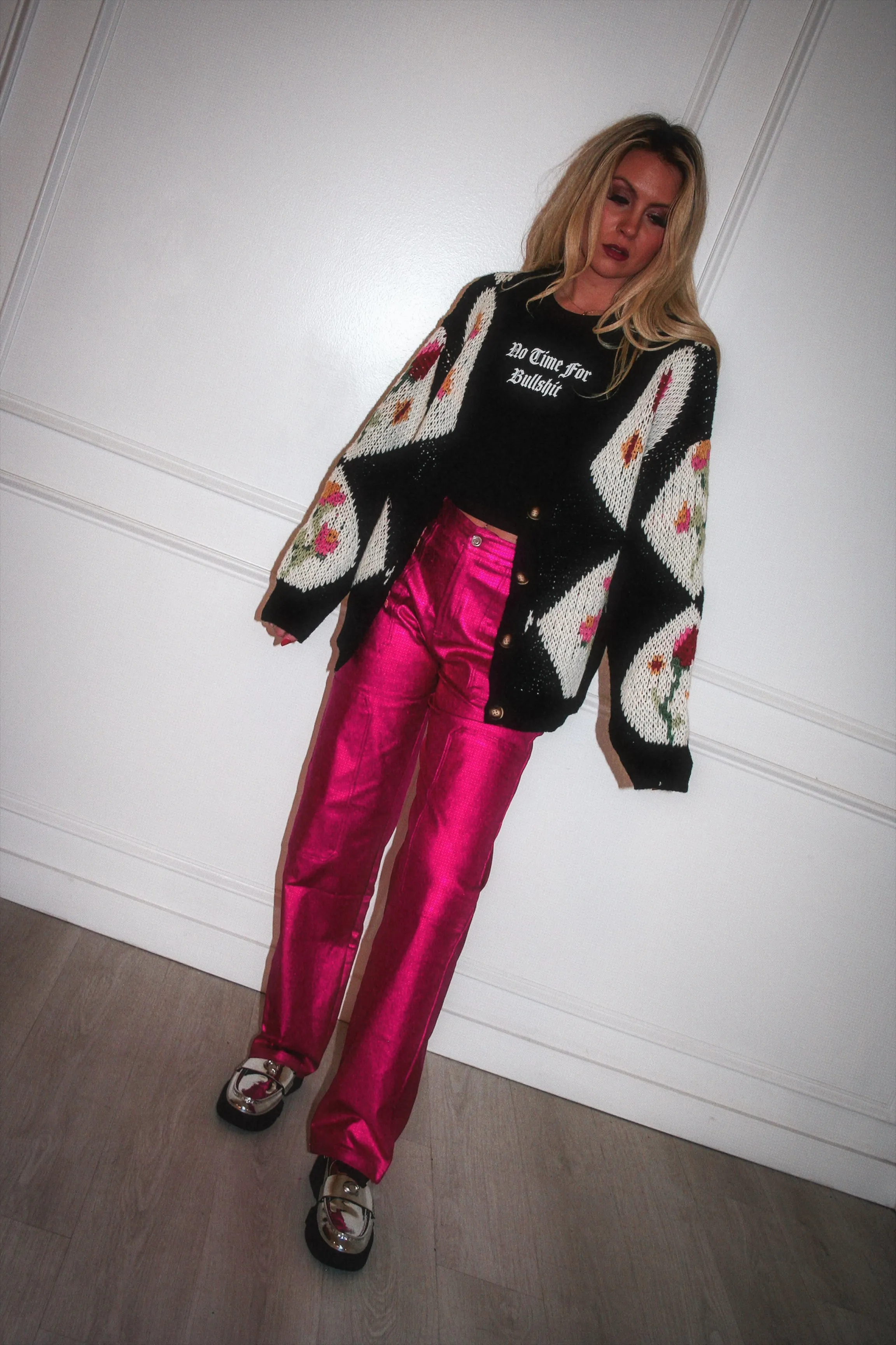 Eat Your Heart Out Pink Metallic Pants