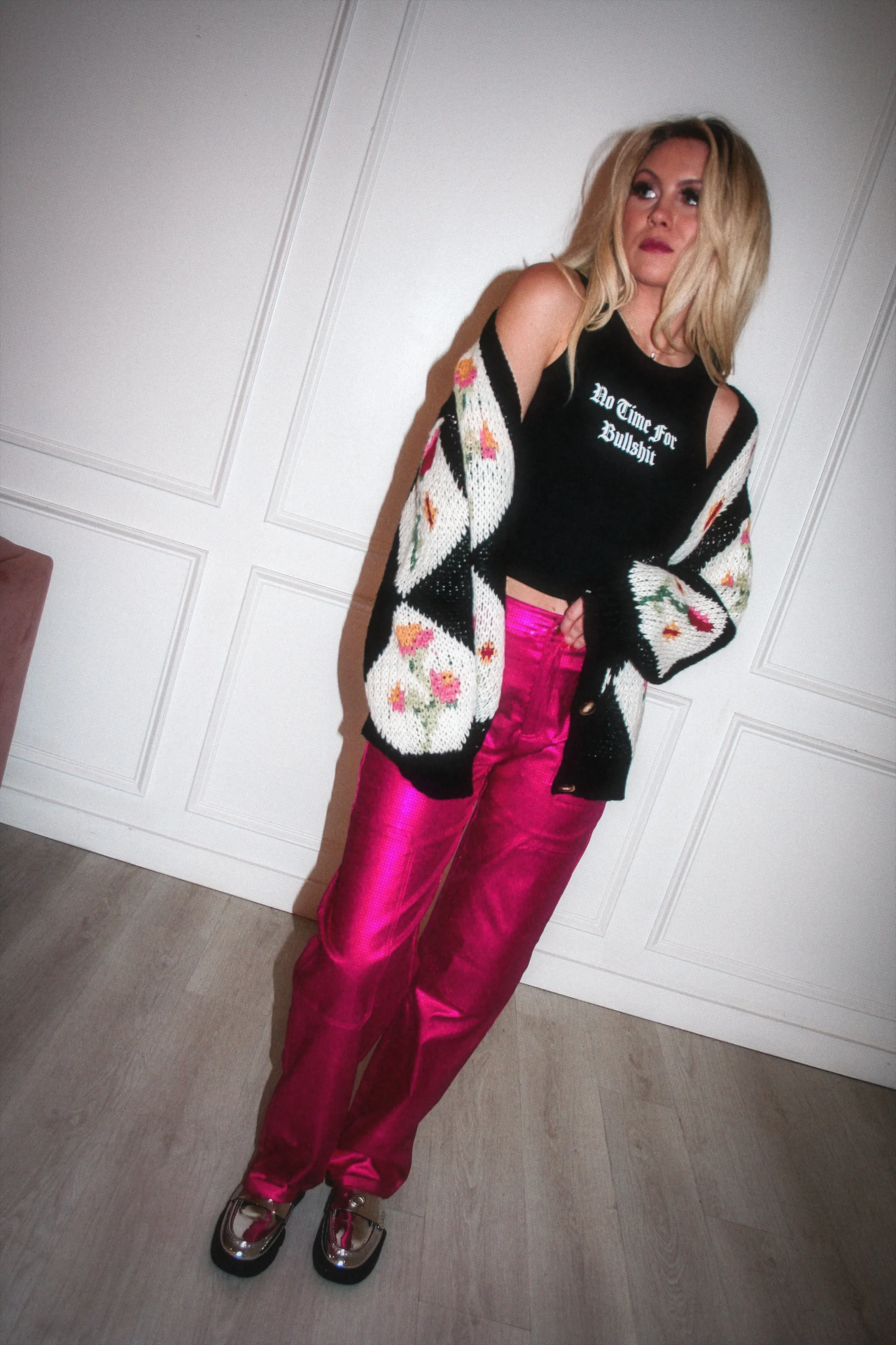 Eat Your Heart Out Pink Metallic Pants