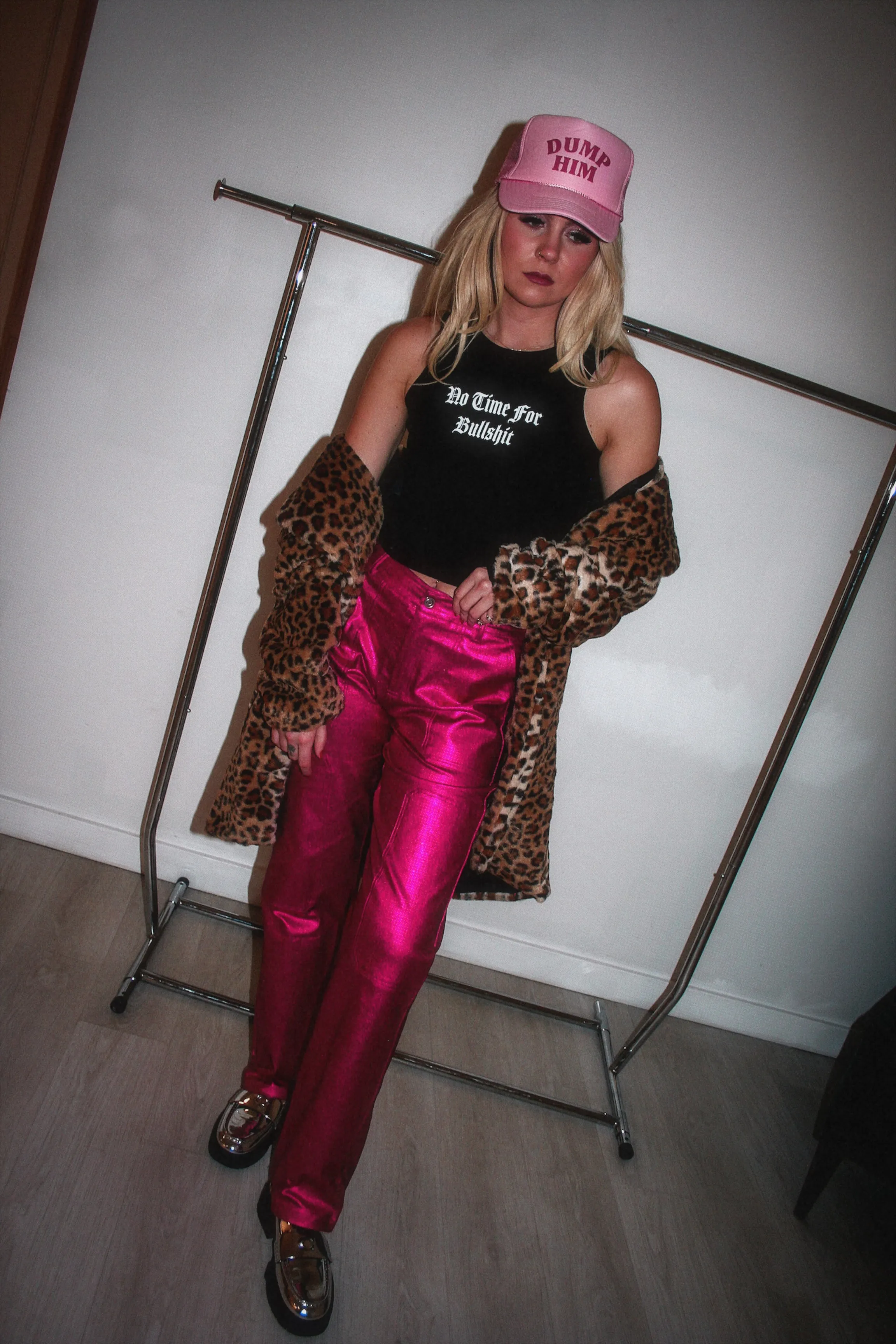 Eat Your Heart Out Pink Metallic Pants