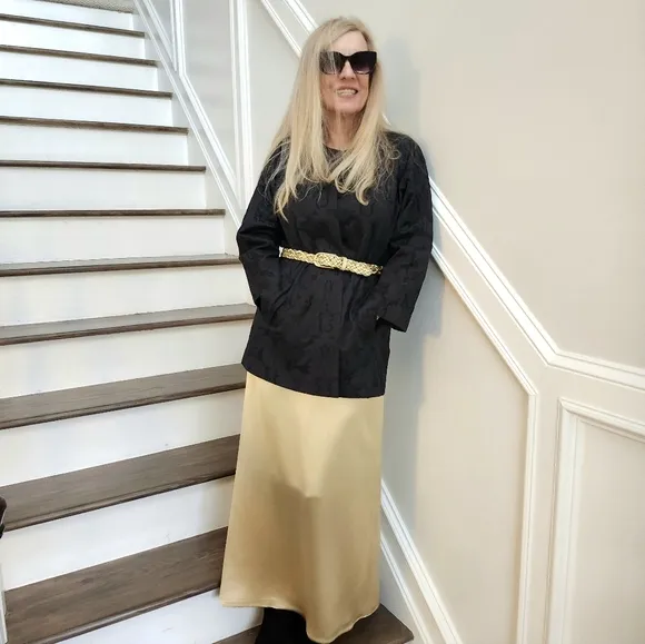 Eileen Fisher Black Open Sparkling Round Neck Evening Jacket, Small, $63