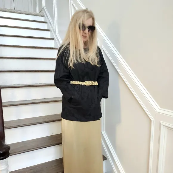 Eileen Fisher Black Open Sparkling Round Neck Evening Jacket, Small, $63