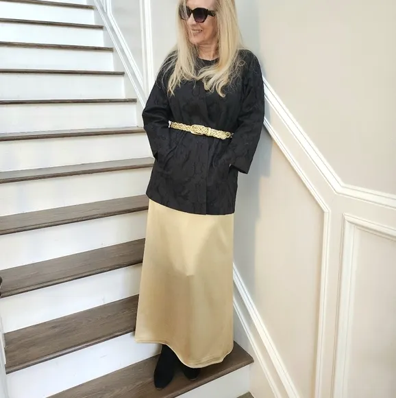 Eileen Fisher Black Open Sparkling Round Neck Evening Jacket, Small, $63