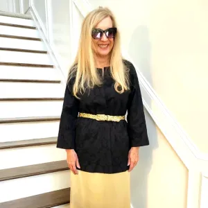Eileen Fisher Black Open Sparkling Round Neck Evening Jacket, Small, $63