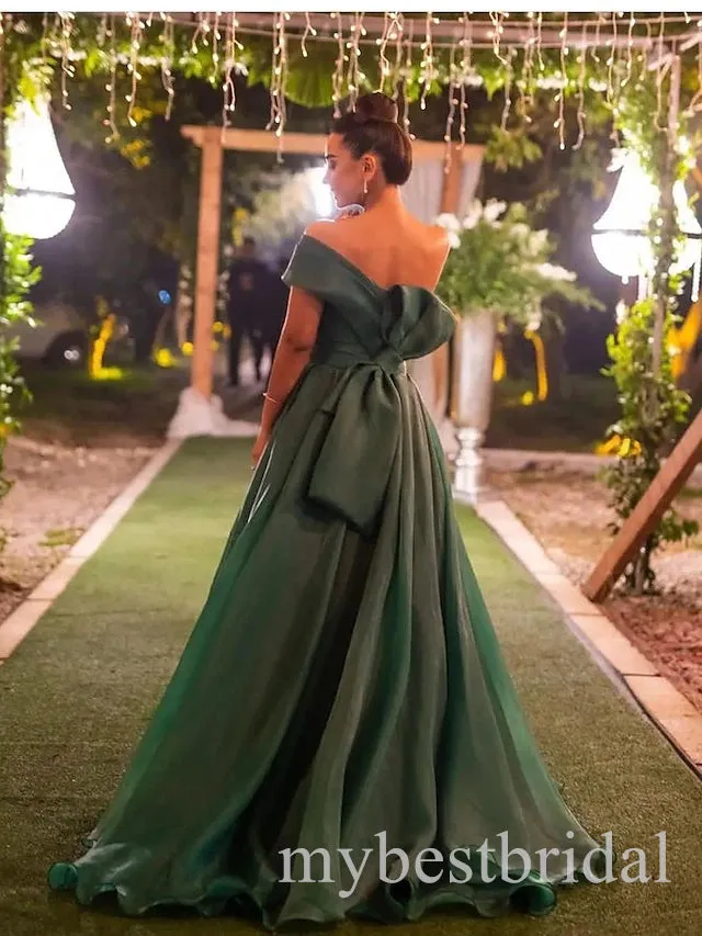 Elegant One Shoulder Sleeveless Side Slit A-line Long Prom Dress,PDS11689