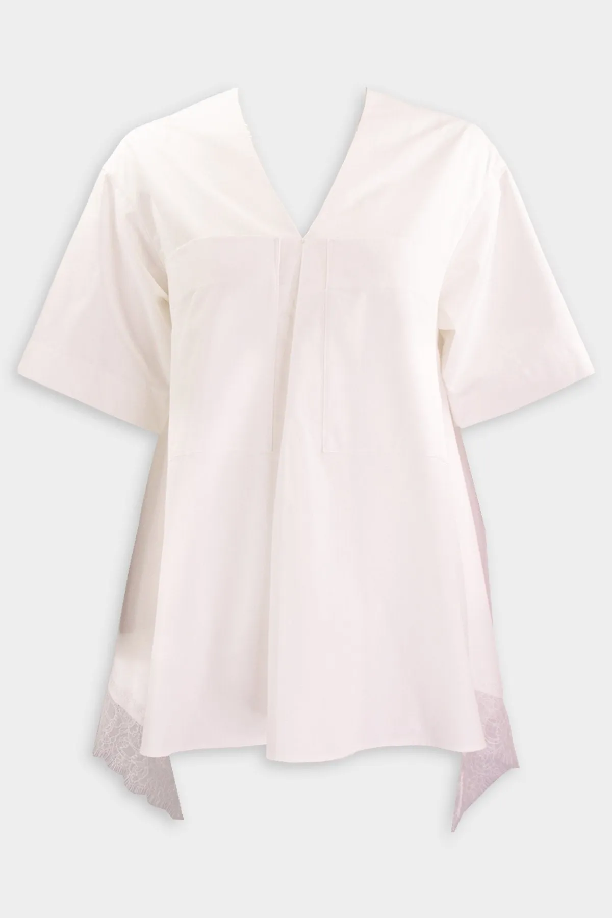 Embellished Lace Trimmed Short Sleeve Blouse in Ivory