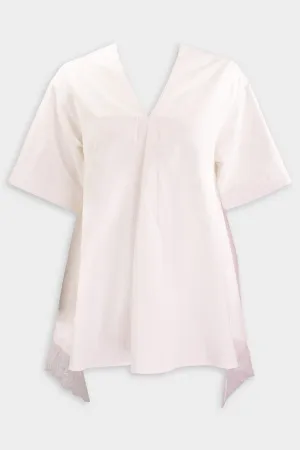 Embellished Lace Trimmed Short Sleeve Blouse in Ivory