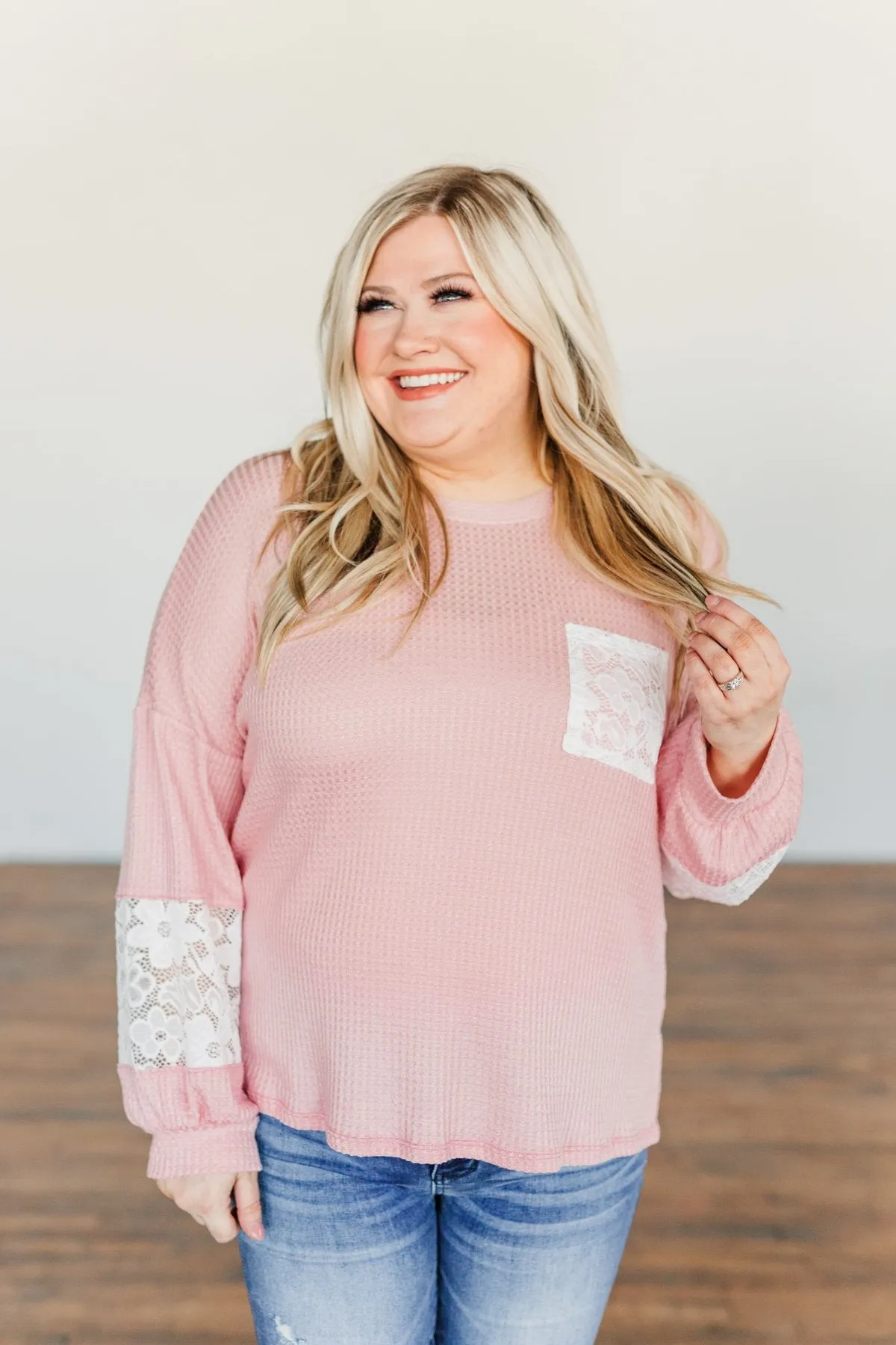 Every Moment Matters Knit Pocket Top- Soft Pink