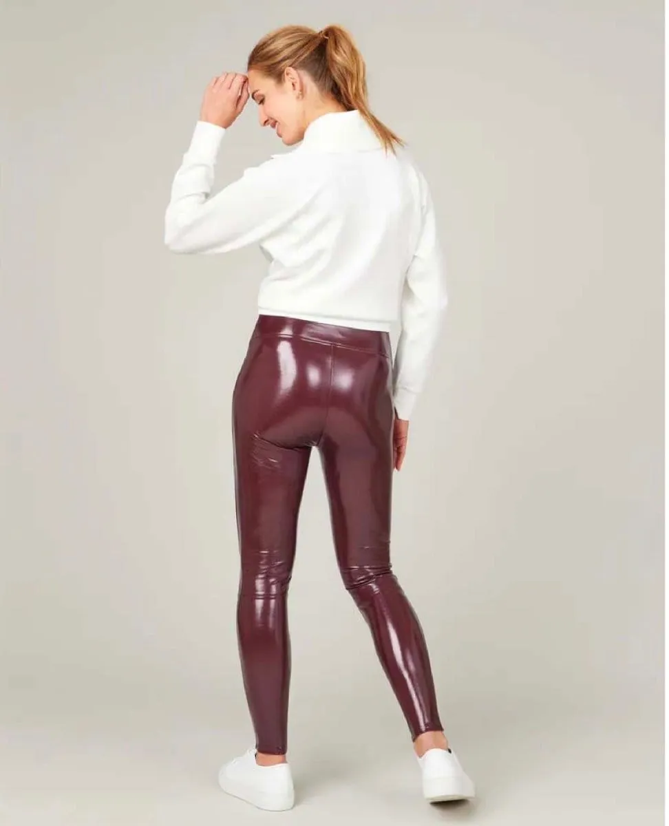 Faux Patent Leather Leggings Ruby