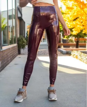 Faux Patent Leather Leggings Ruby
