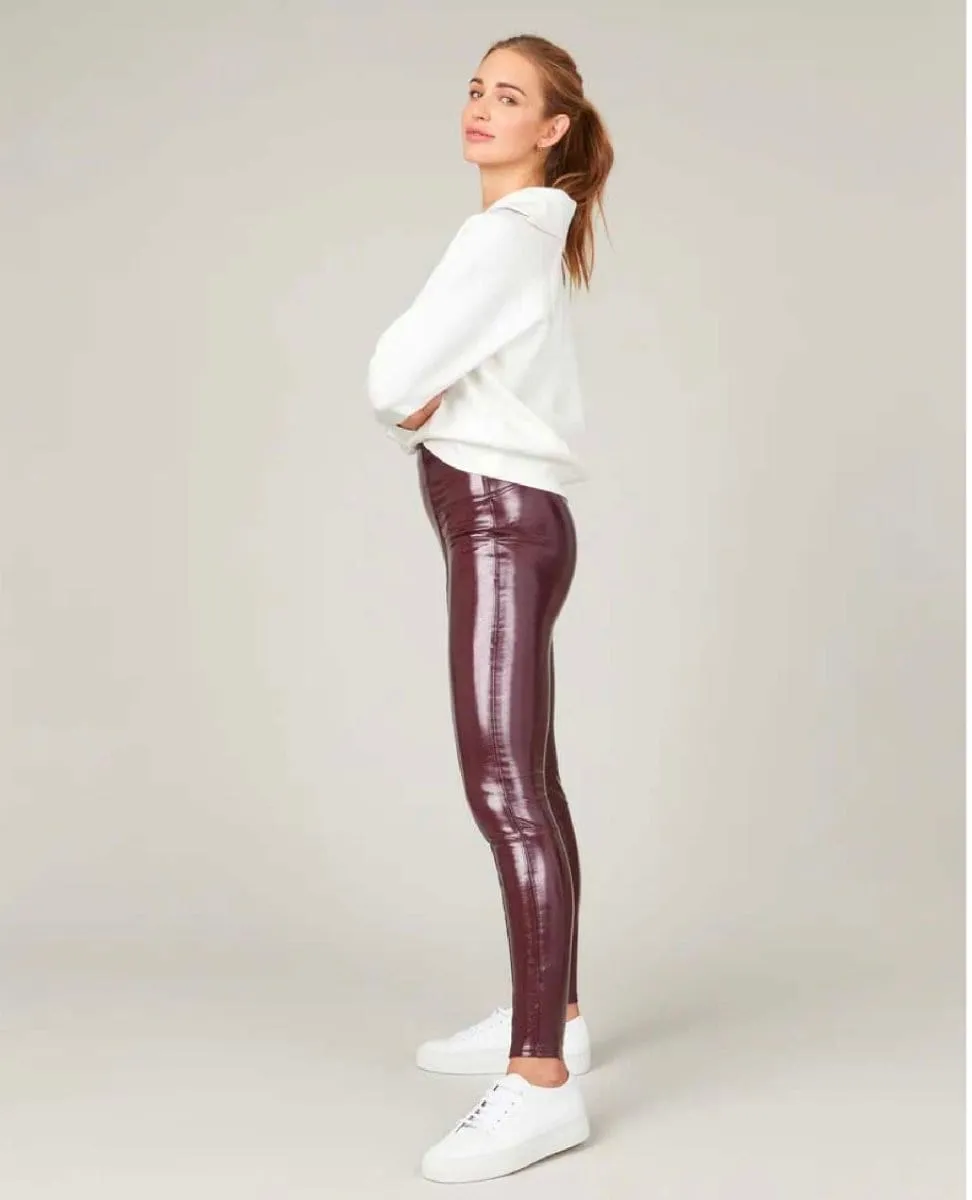 Faux Patent Leather Leggings Ruby