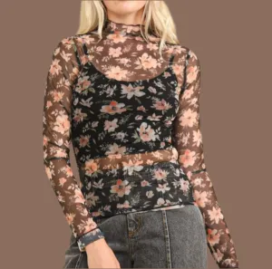Floral Black Lace Layering Top