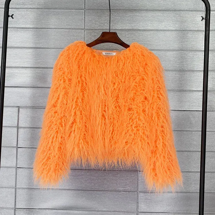 Fluffy Faux Fur Coat and Jackets