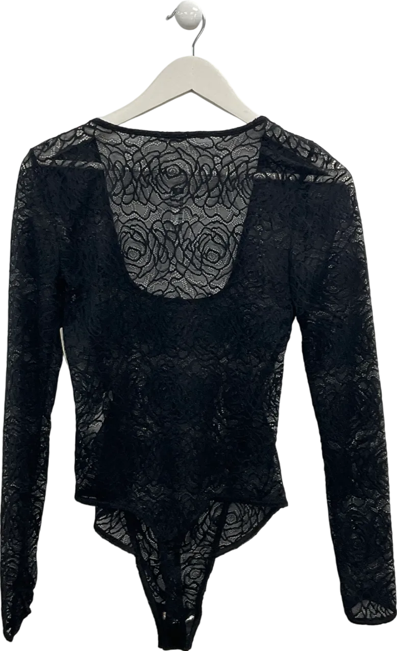 Free People Black Perfectly Fine Lace Bodysuit UK S