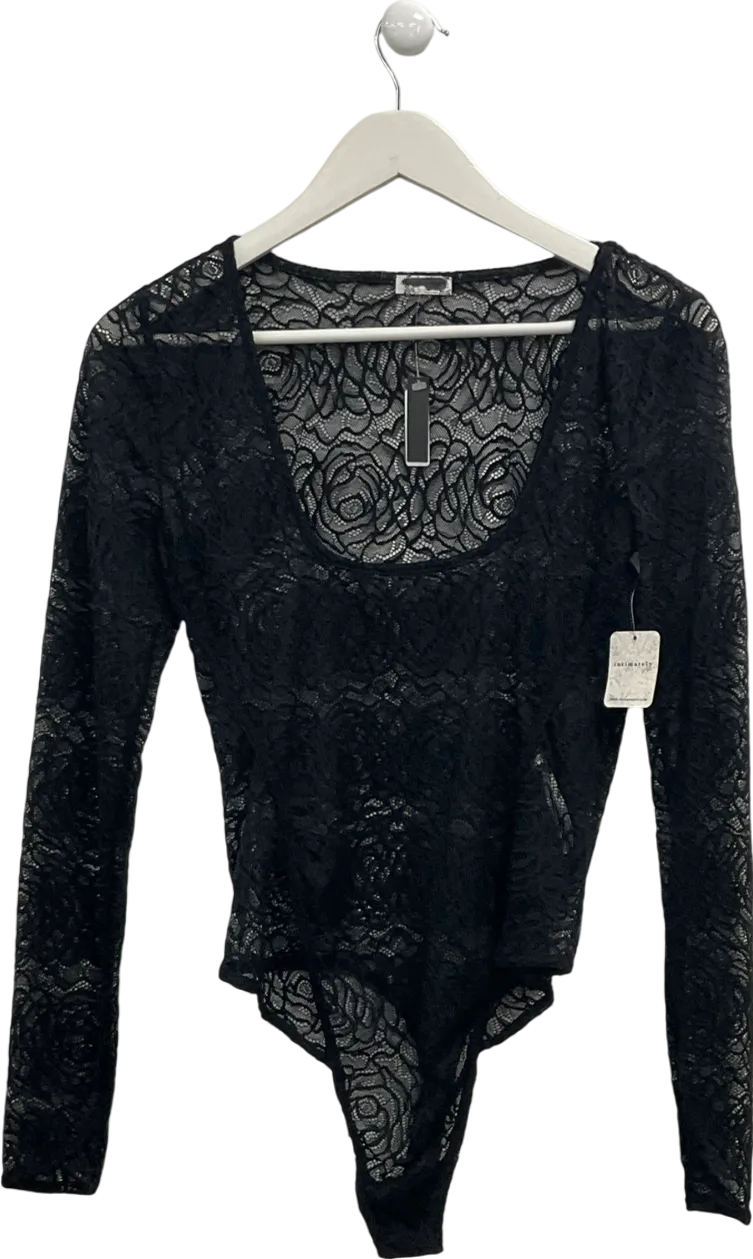 Free People Black Perfectly Fine Lace Bodysuit UK S