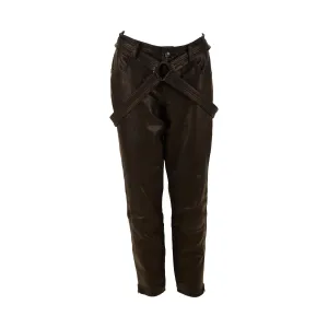 Galliano Black Leather Belted Pants