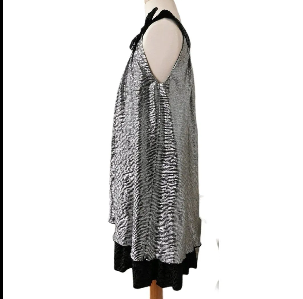 GIRL SIZE 7 YEARS - TURO PARC, barcelona   new york, Sparkly Silver & Black, Special Occasion Dress EUC B37