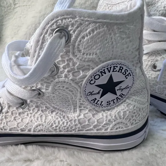 Girls Converse Lace Hearts Hi Tops NWOT