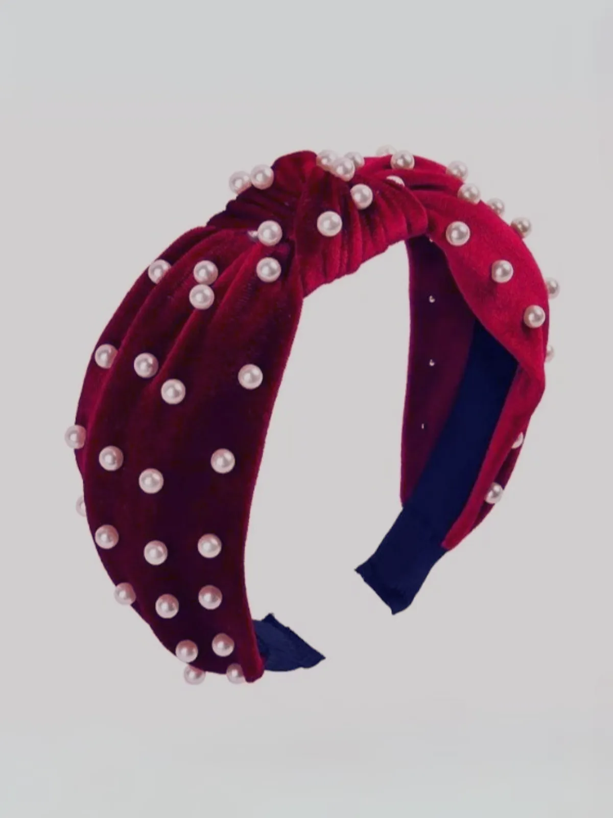 Girls Red Velvet and Pearl Twist Knot Headband