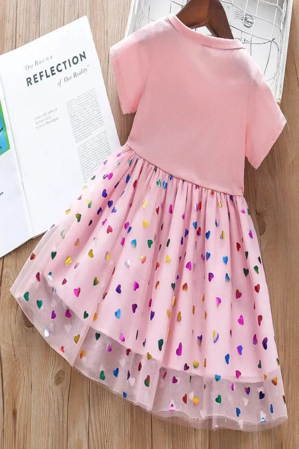 Girls Unicorn Princess Dress with Heart Sequins
