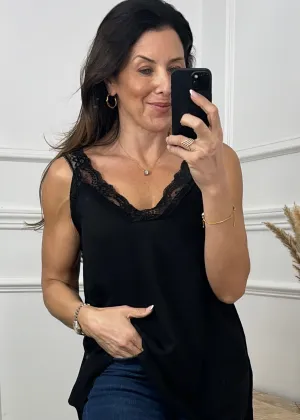Golda Black Lace Trim Cami