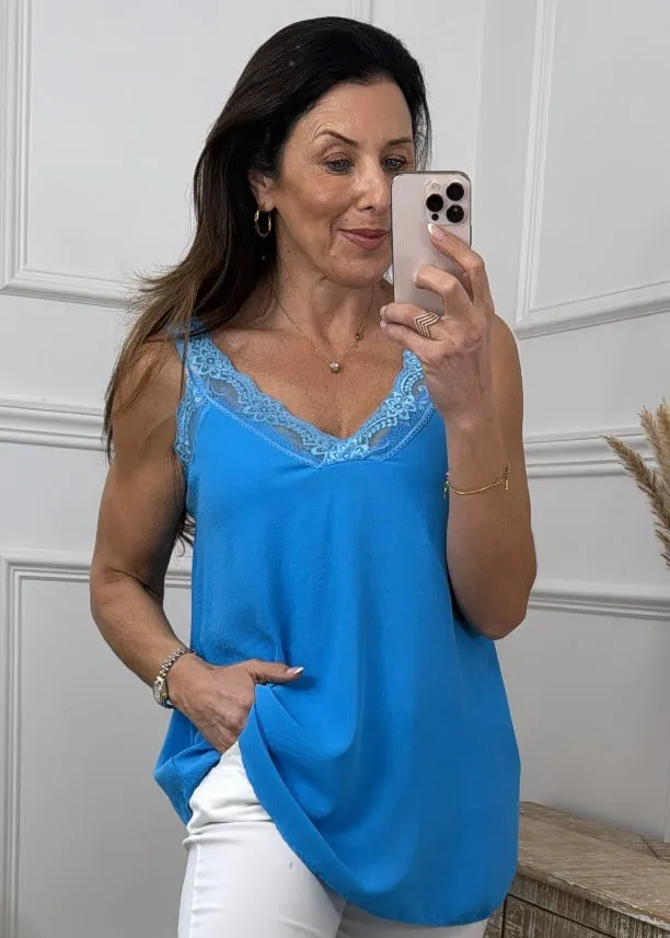 Golda Blue Lace Trim Cami