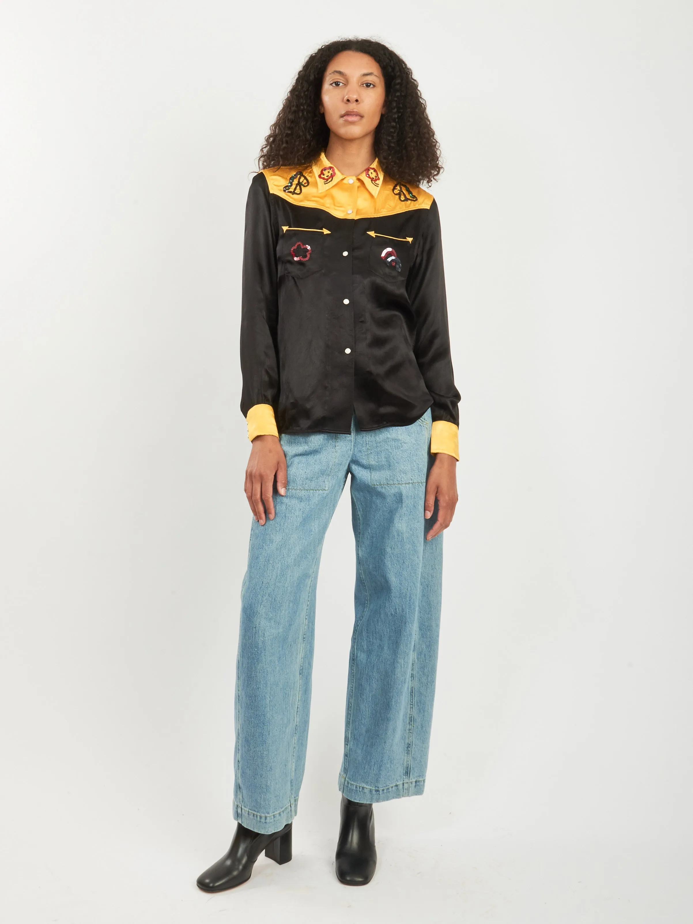 Gold/Black Sequin Rodeo Shirt