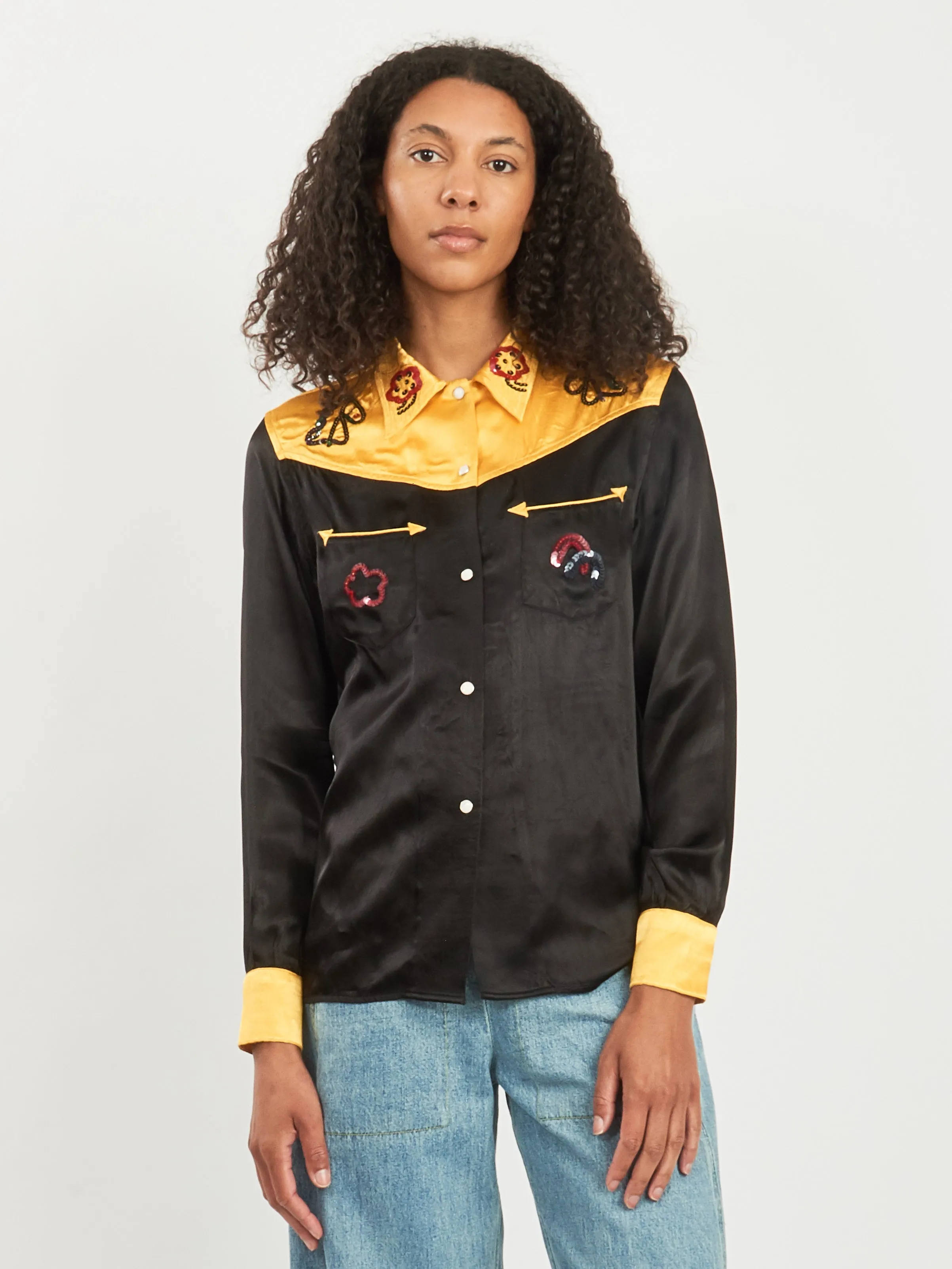 Gold/Black Sequin Rodeo Shirt