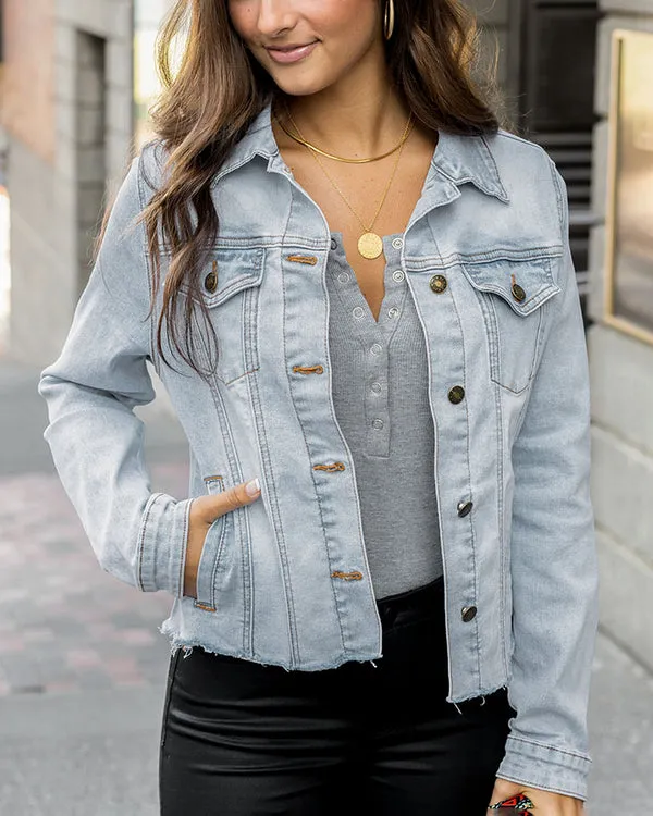 Grace & Lace Soft Wash Denim Jacket - Light-Wash