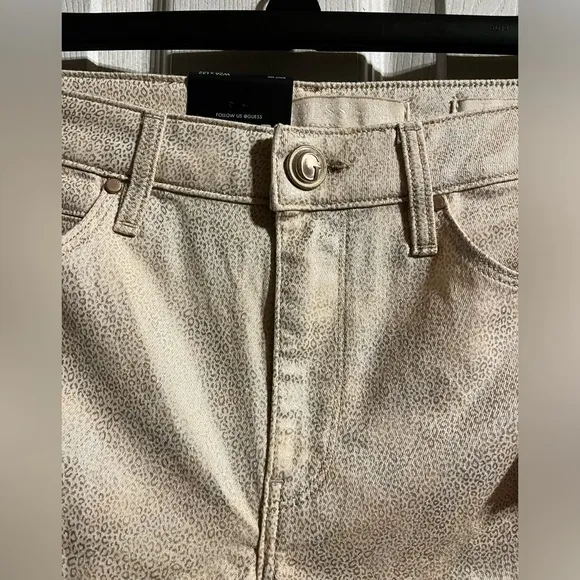 GUESS‎ SEXY BOOT CUT METAL JAGUAR PRINTED JEANS SIZE 26 X 32 MID RISE NWT