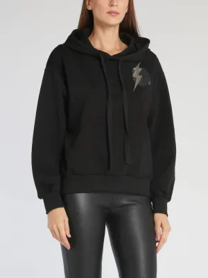 Gwen Black Strass Studded Hoodie