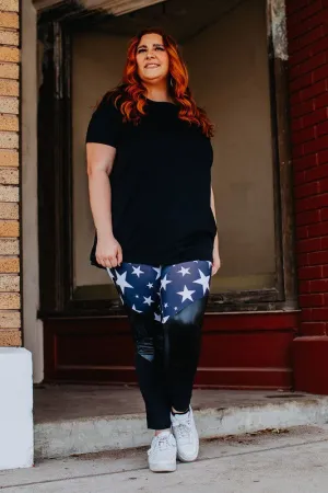 Half Solid Full-Length Leather Spandex In Plus