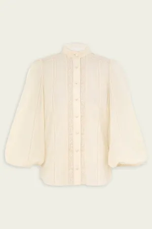 Halliday Lace Trim Shirt in Cream