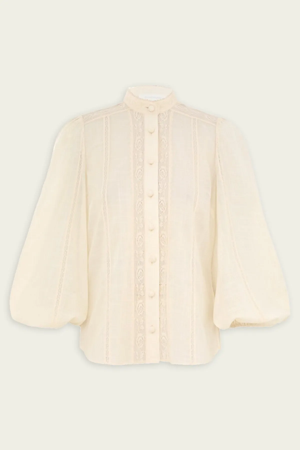 Halliday Lace Trim Shirt in Cream