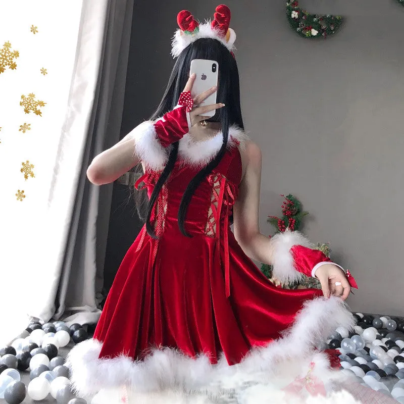 HALLOWEEN/CHRISTMAS COS MAID OUTFIT （5-piece set） KF82456