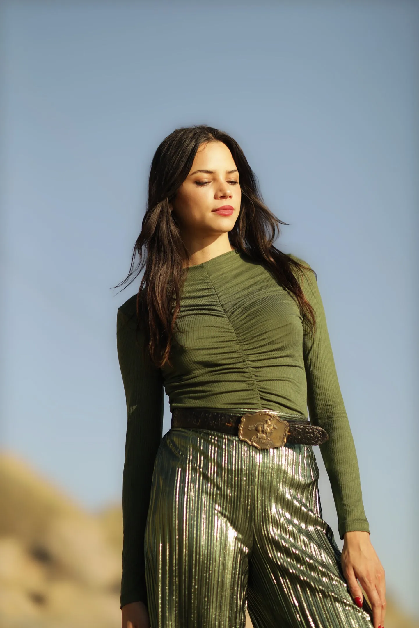 High Waist Metallic Pant