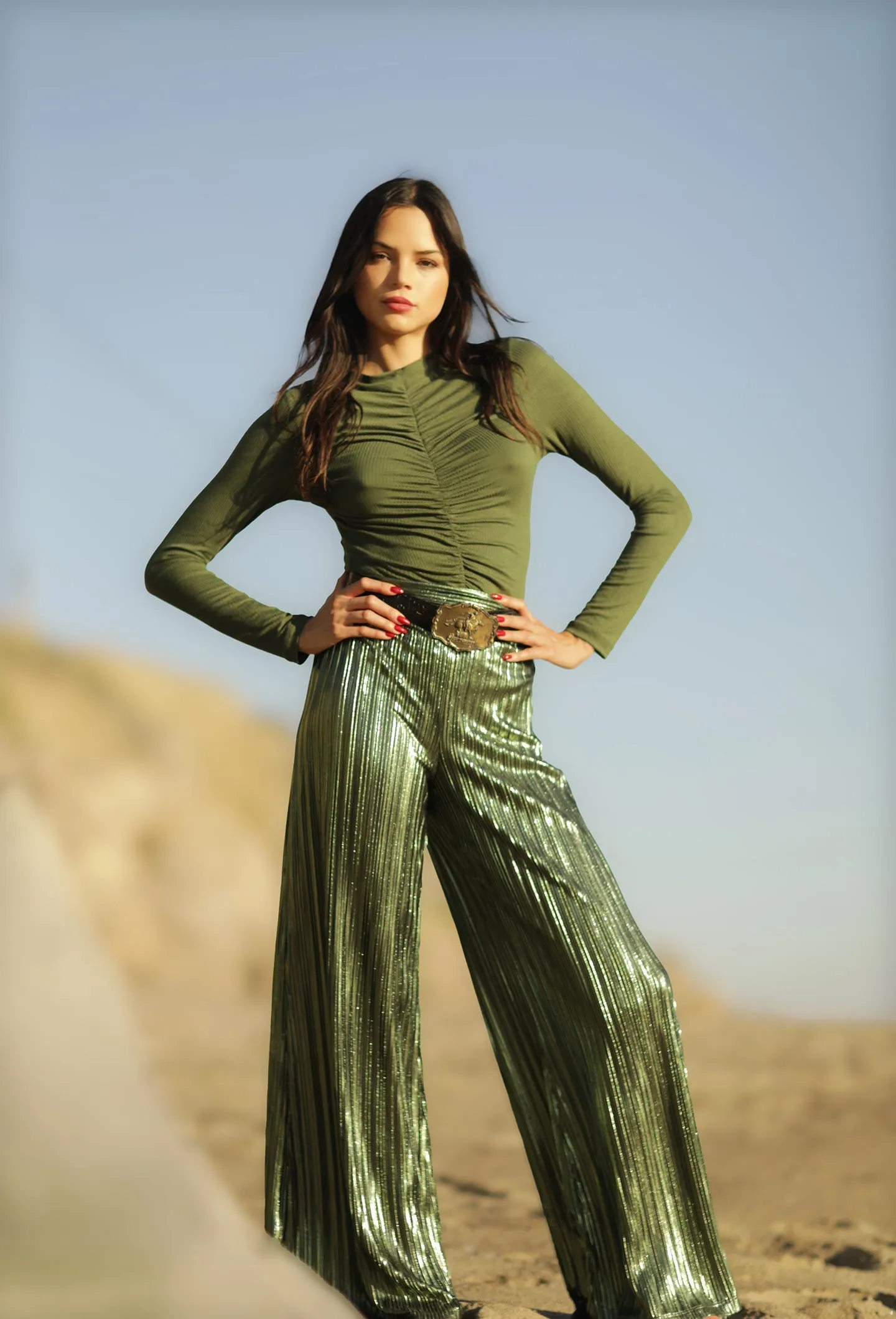 High Waist Metallic Pant
