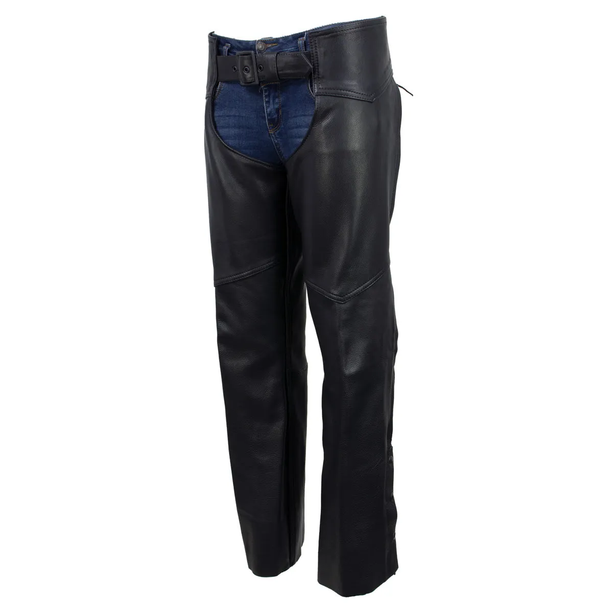 Hot Leathers CHL5001 USA Made Women's 'Shade' Black Premium Leather Motorcycle Chaps