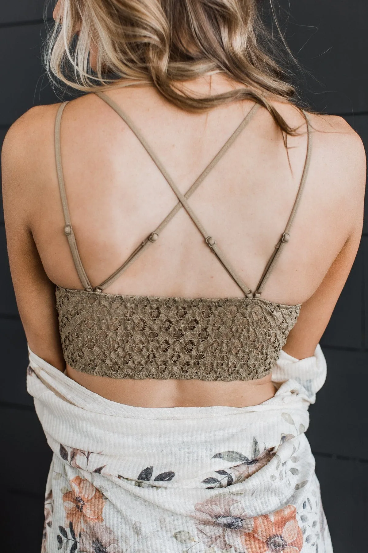 Impossible To Forget Lace Bralette- Dusty Olive