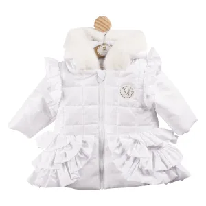 Irredescent White Coat With Fur Hood